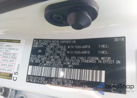 2018 Lexus Gx 460 Luxury z USA, uszkodzony, nr VIN JTJJM7FX1J5205270